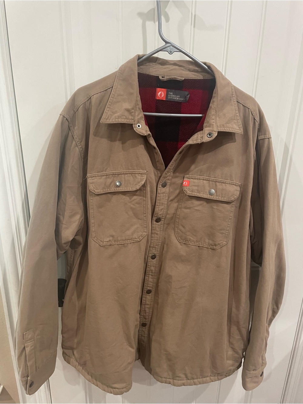 Men's Brown Canvas Work Shirt Jacket - XXL fleece lining American Outdoorsman